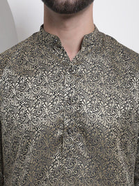 SOJANYA Mandarin Collar Floral Print Thread Work Kurta