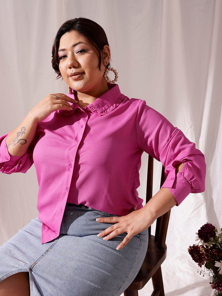 CURVY STREET Comfort Spread Collar Casual Shirt