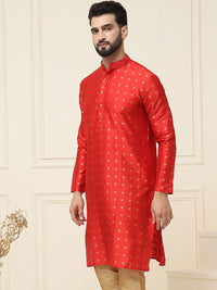SOJANYA Lelaki Tenunan Design Jacquard Straight Kurta