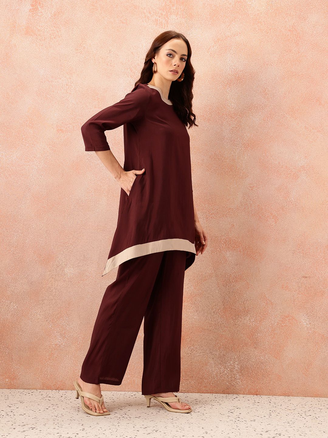 all about you Contrast Neck Ethnic Co-Ords