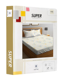 KLOTTHE Pelbagai Warna Kapas Bunga Tanpa Kedutan 300 TC Cadar King Halus Dipasang dengan 2 Sarung Bantal-98 x 87 inci