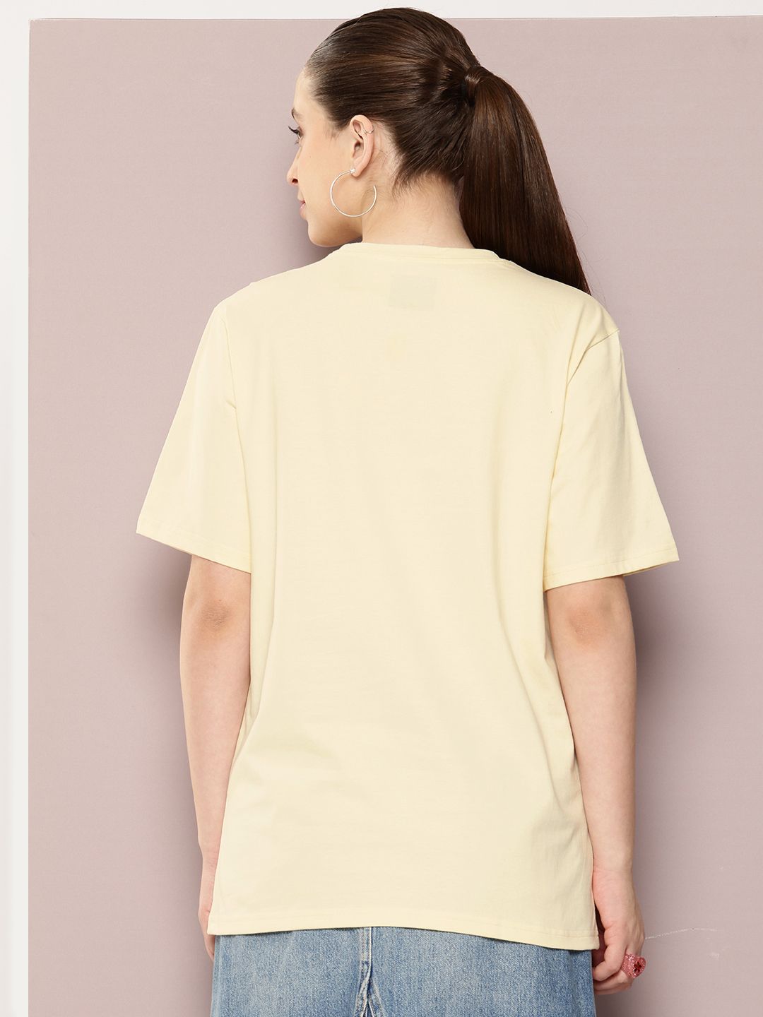 DILLINGER Women Printed Drop-Shoulder Sleeves Oversized Pure Cotton T-shirt