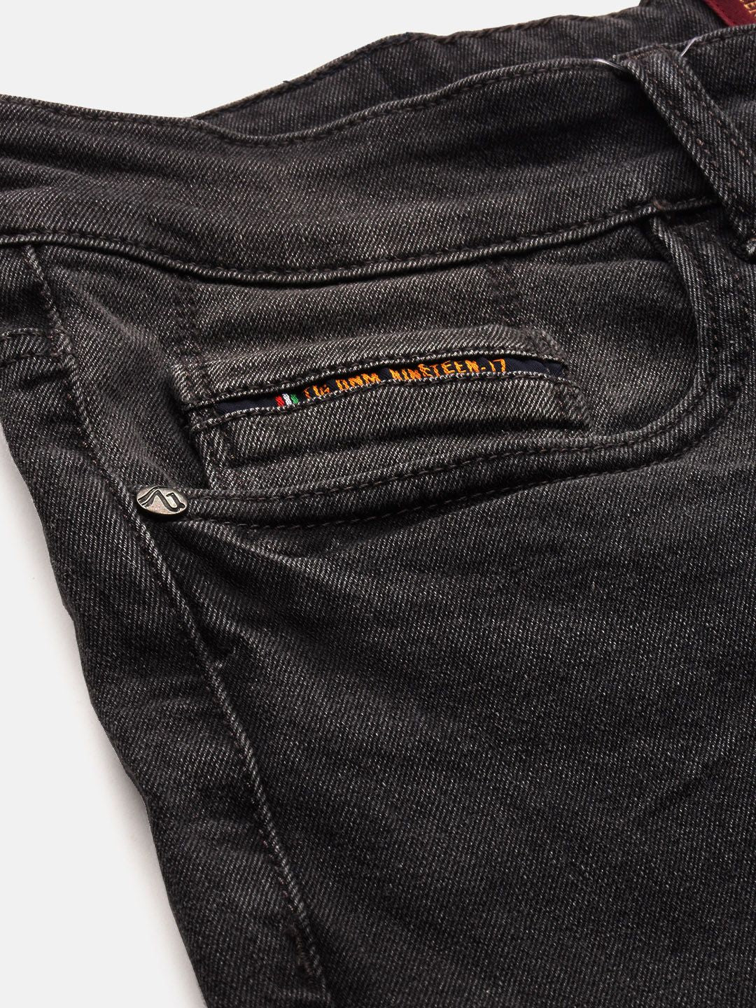 The Indian Garage Co Men Charcoal Grey Slim Fit Mid-Rise Clean Look Jeans