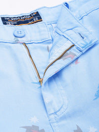 The Indian Garage Co Men Blue Abstract Printed Slim Fit Shorts
