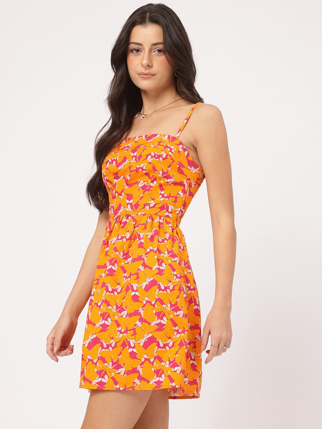 DressBerry Dynamic Feminine Floral Print Strappy Mini A-line Dress