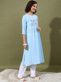 Vishudh Flloral Embroidered Keyhole Neck Kurta