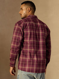DENNISON Men Tartan Checked Drop Shoulder Oversized Shirt