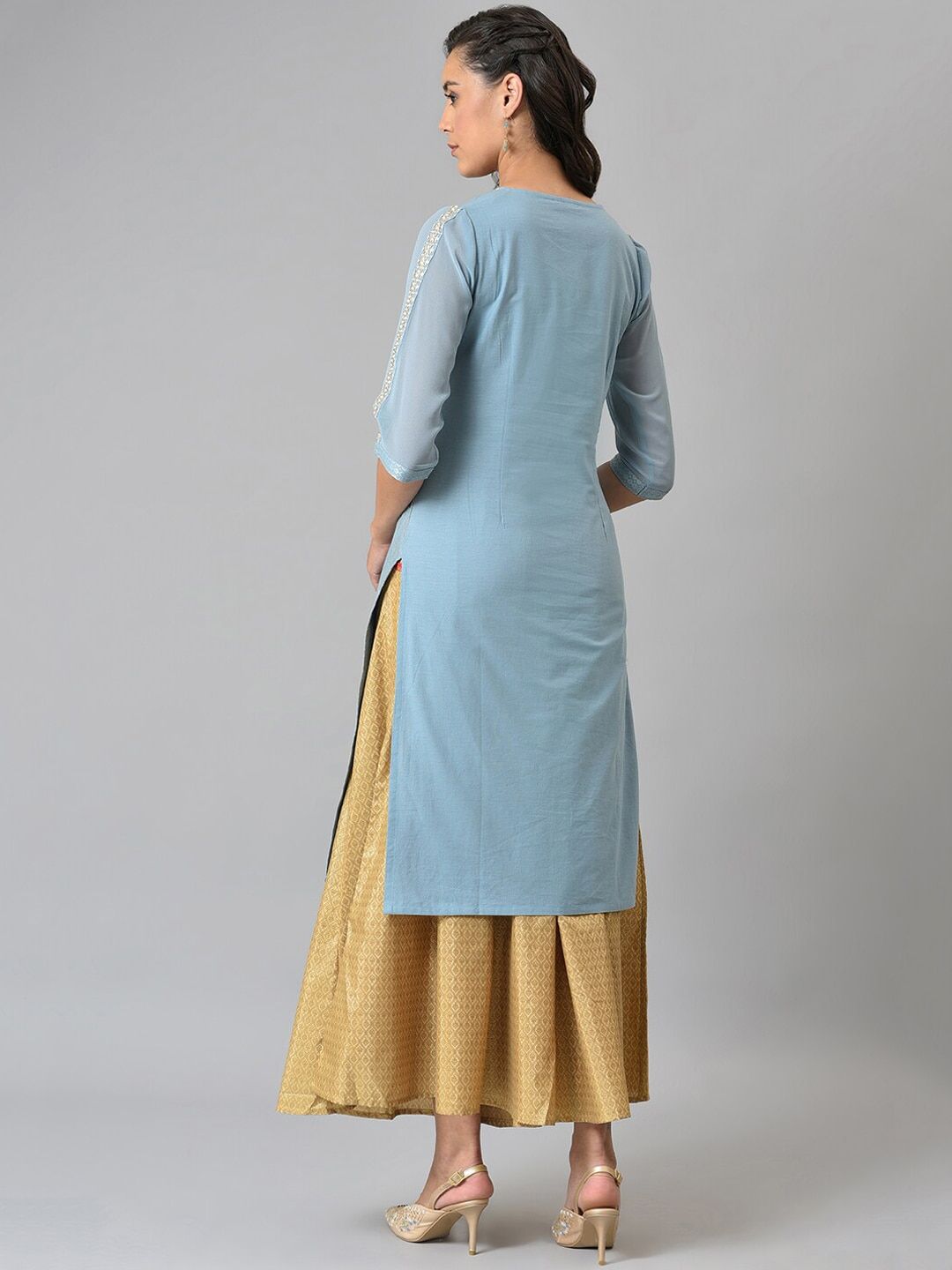W Women Blue Ethnic Motifs Kurta