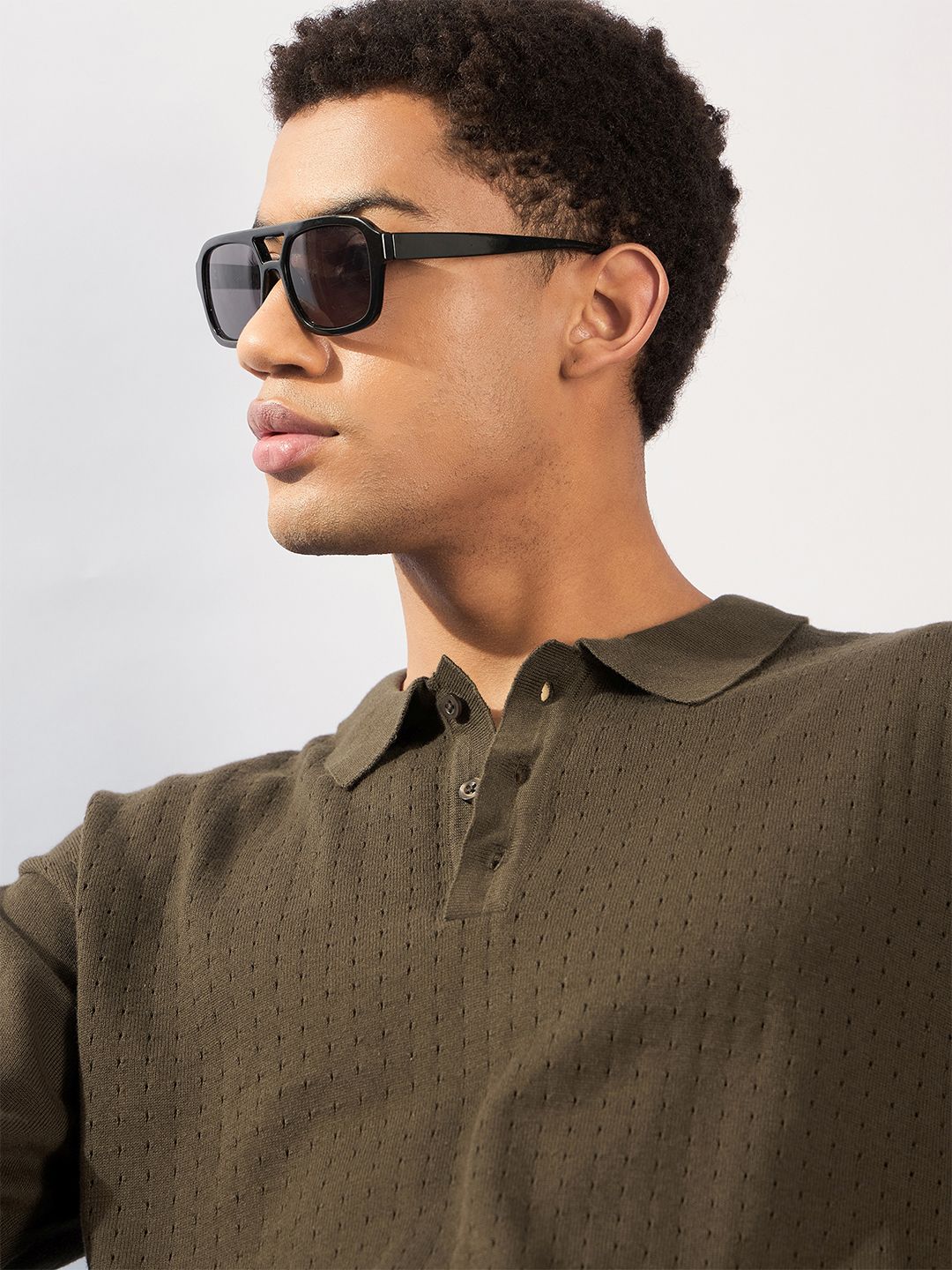 DENNISON Oversized Polo Collar Knitted T-Shirt