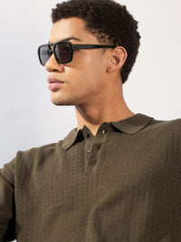 DENNISON Oversized Polo Collar Knitted T-Shirt
