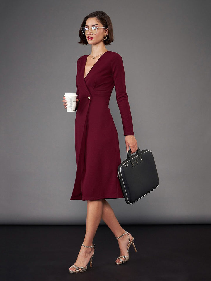 SASSAFRAS worklyf V-Neck Blazer Midi Dress