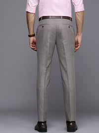 Raymond Men Grey Striped Slim Fit Formal Trousers