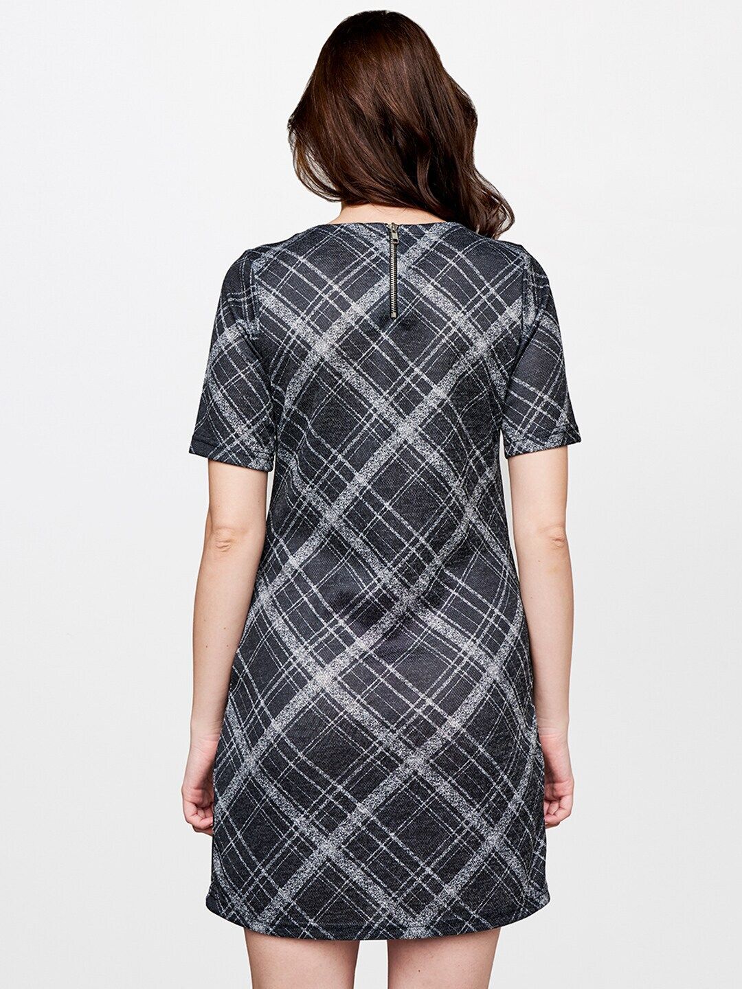AND Women Charcoal Checked Sheath Dress