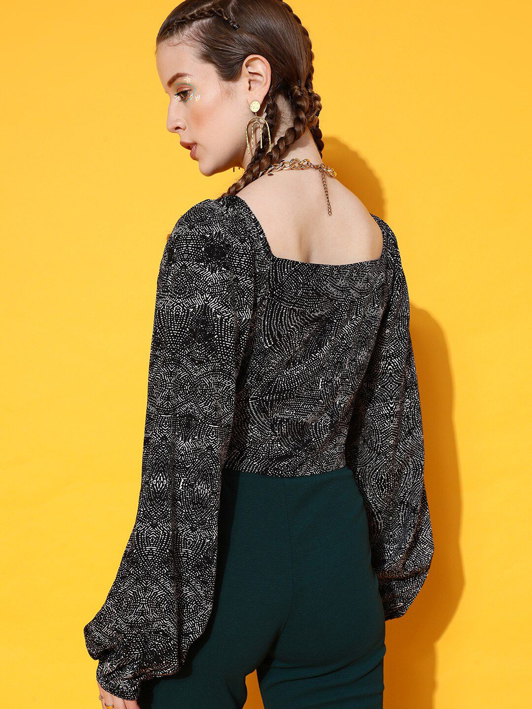 STREET 9 Stunning Black Abstract Top