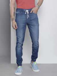 The Indian Garage Co Men Blue Light Fade Stretchable Jogger Jeans