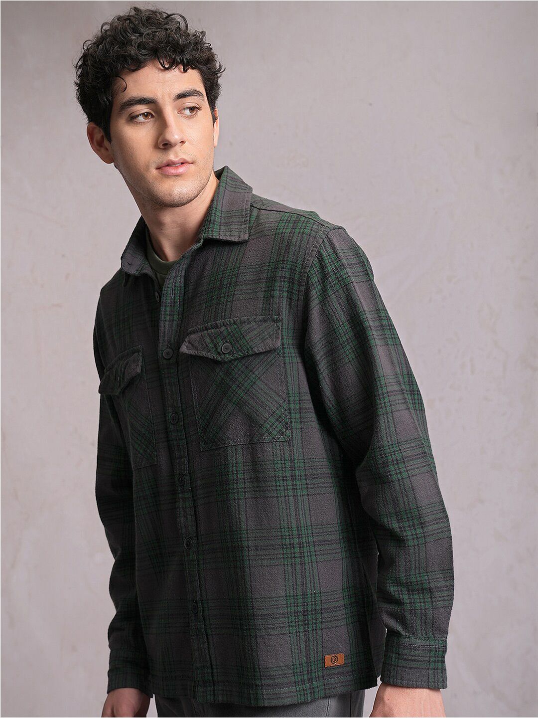 LOCOMOTIVE Dobby Textured Checked Utility Pocket Overshirt