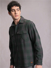 LOCOMOTIVE Dobby Textured Checked Utility Pocket Overshirt
