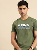 Being Human Brand Logo Printed Pure Cotton Slim Fit T-shirt