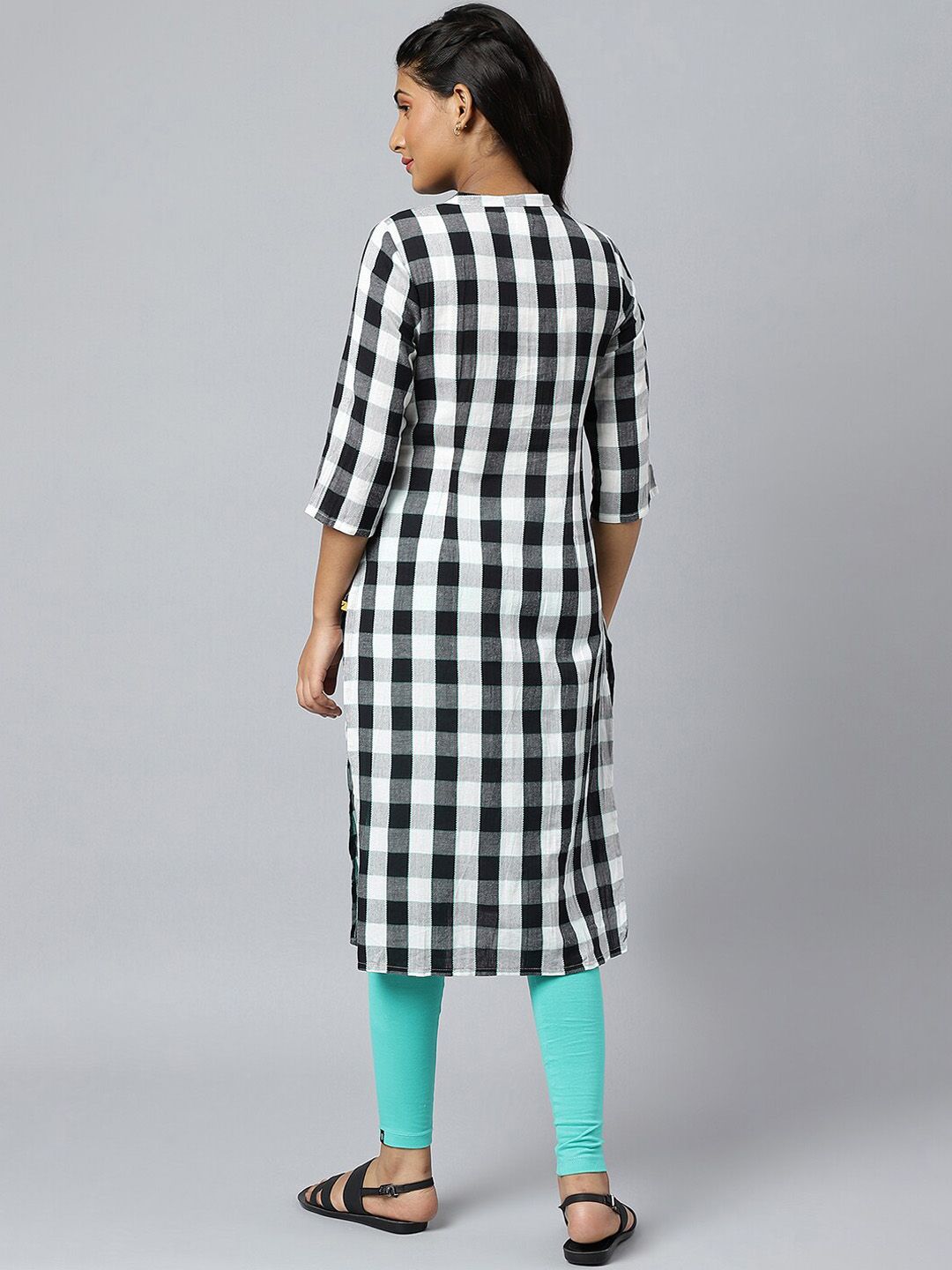AURELIA Women White Checked Kurta