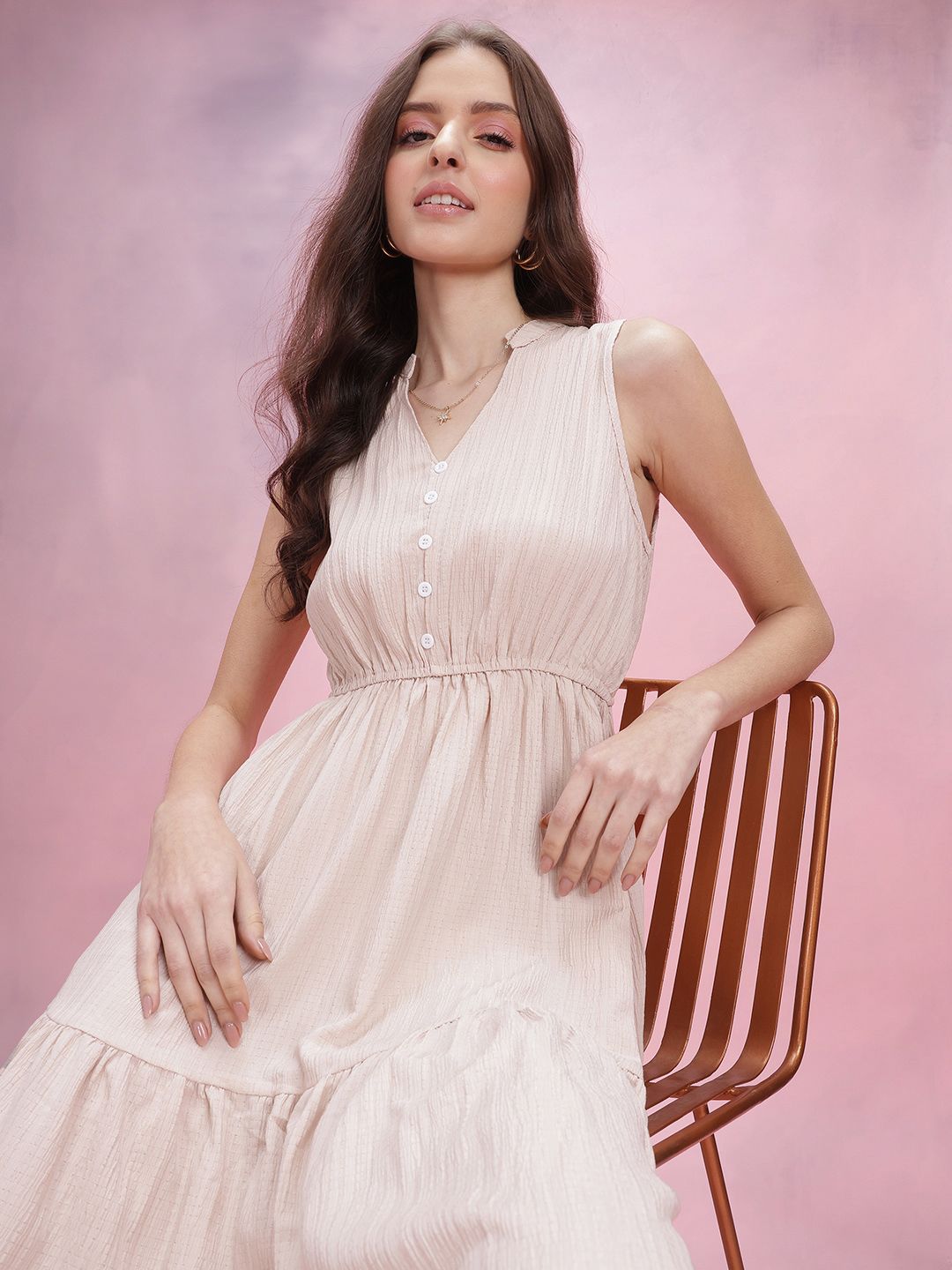 DressBerry Crinkled Empire Midi Dress