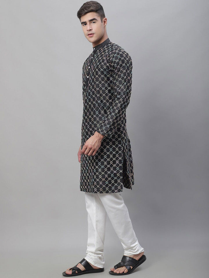 SOJANYA Geometric Embroidered Thread Work  Cotton Kurta With Churidar