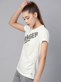 HRX by Hrithik Roshan White Printed Rapid Dry N9 Antimicrobial Technology Training T-shirt