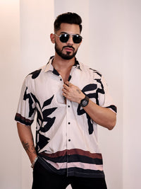 Eszett Baju Kasual Spread Collar Bercetak Abstrak