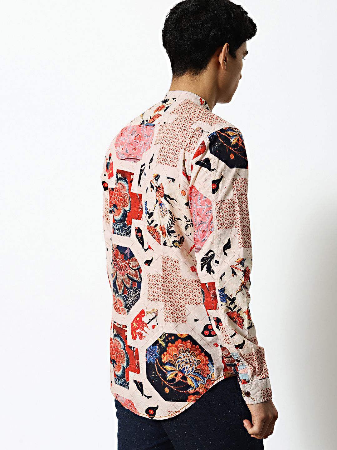Mr Bowerbird Men Beige Tailored Fit Printed Casual Shirt