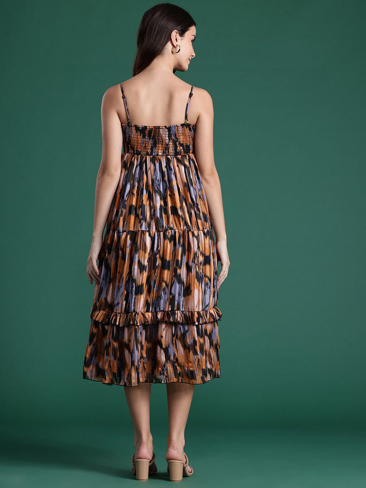 DressBerry Printed Tiered A-Line Midi Dress