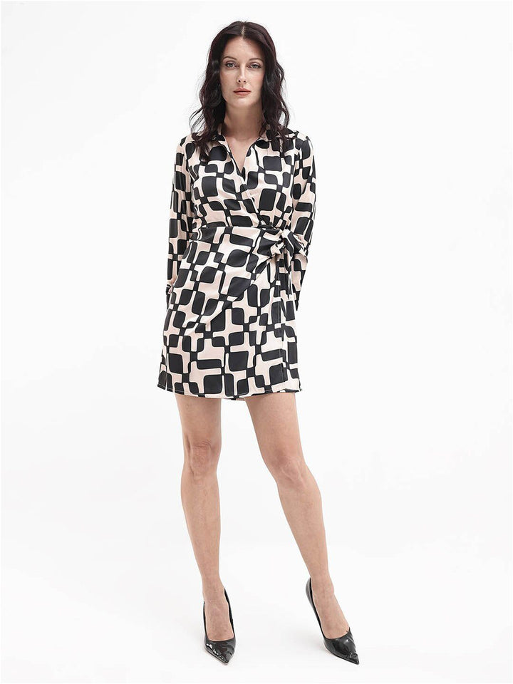 RAREISM Shirt Collar Wrap Mini Dress