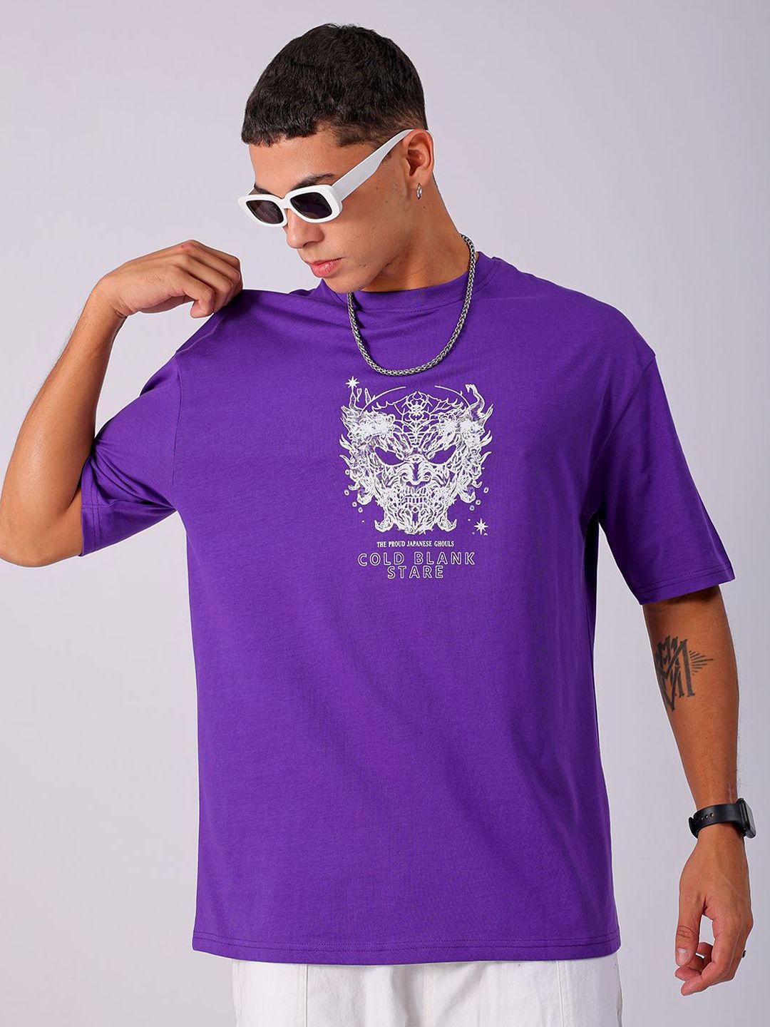 The Indian Garage Co Men Back Printed Boxy Oversized Pure Cotton T-shirt
