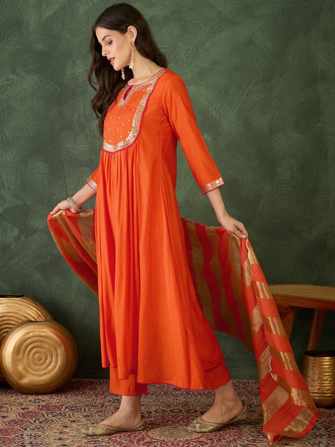 KALINI Women Embroidered A-Line Kurta Set
