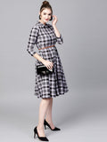 SASSAFRAS Women Black & Lavender Checked Shirt Dress
