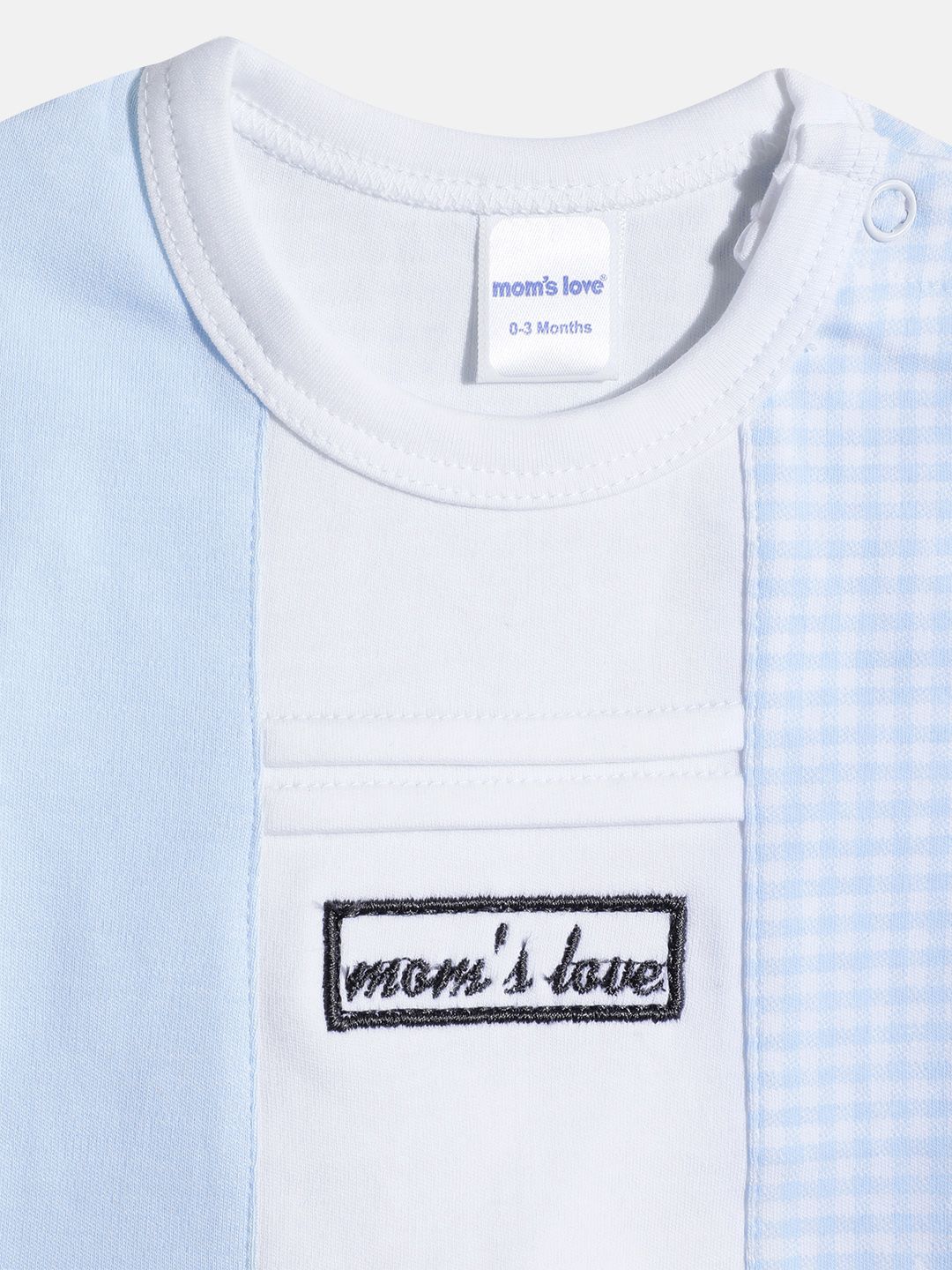 Moms Love Infant Boys Checked Pure Cotton Romper