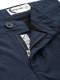 Being Human Men Navy Blue Regular Fit Checked Chinos