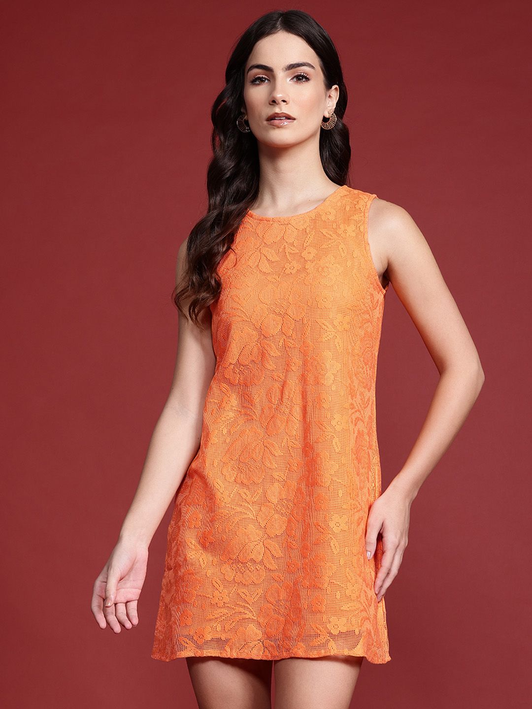 all about you Pure Cotton Floral Lace A-Line Mini Dress