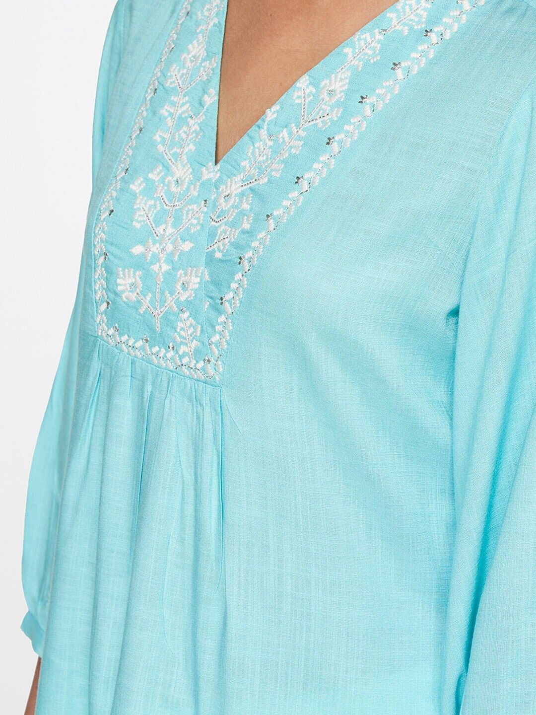Global Desi Ethnic Motif Embroidered Regular Top