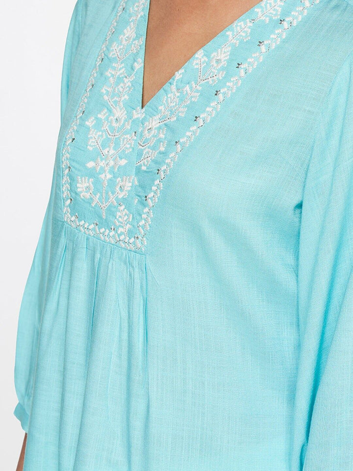Global Desi Ethnic Motif Embroidered Regular Top