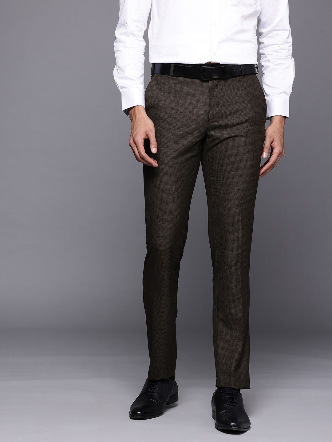 Raymond Men Textured Slim Fit Formal Trousers