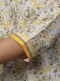 AURELIA Floral Printed V-Neck Pure Cotton Straight Kurti