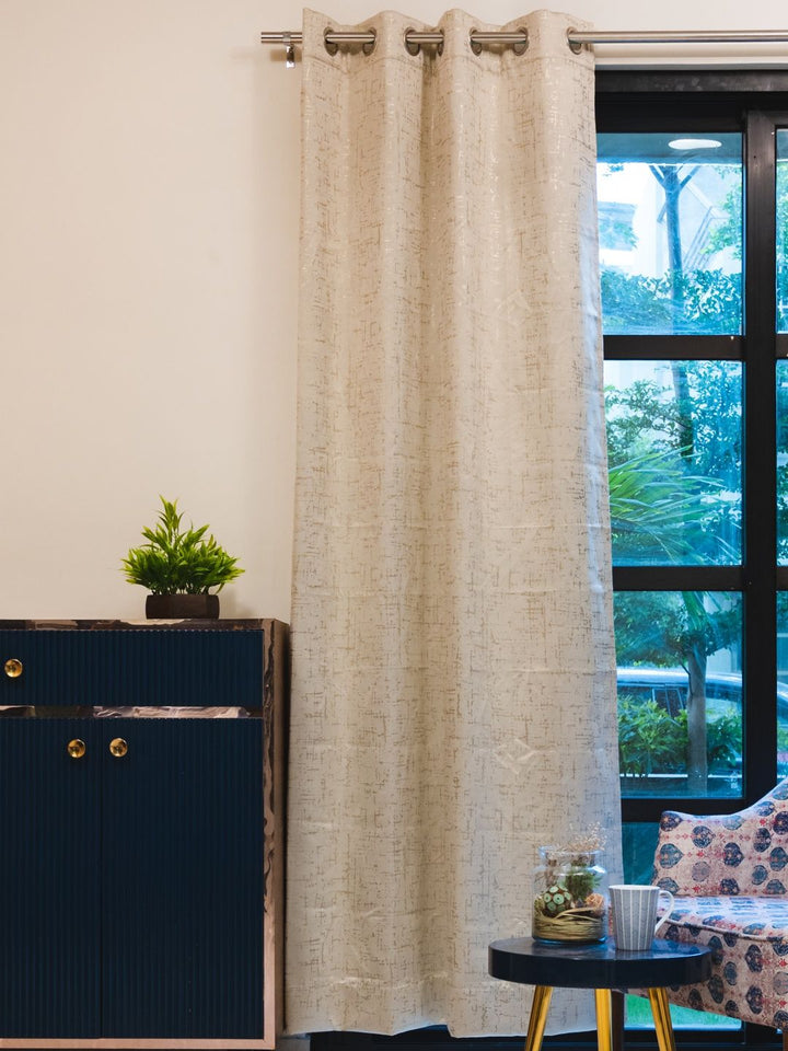 URBAN SPACE Beige & Gold-Toned Black Out Door Curtain
