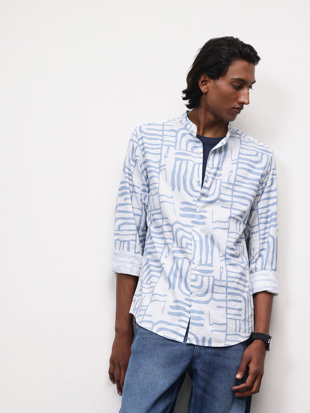 ether Floral Print Pure Cotton Longline Casual Shirt
