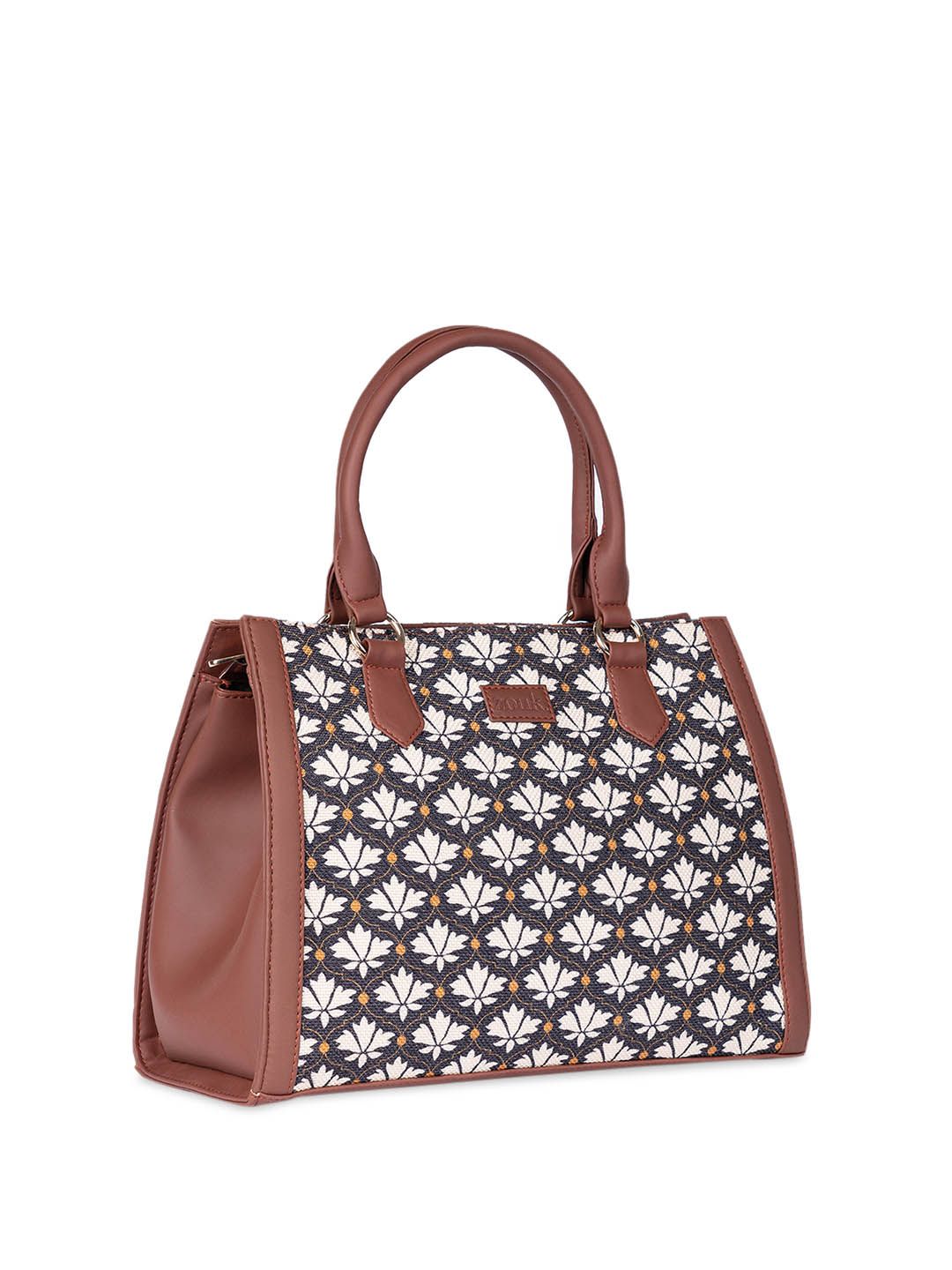 ZOUK Floral Printed Structured Handheld Bag
