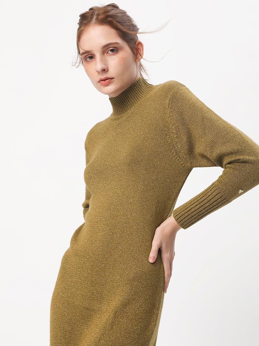 RAREISM Hight Neck Acrylic Longline Pullover