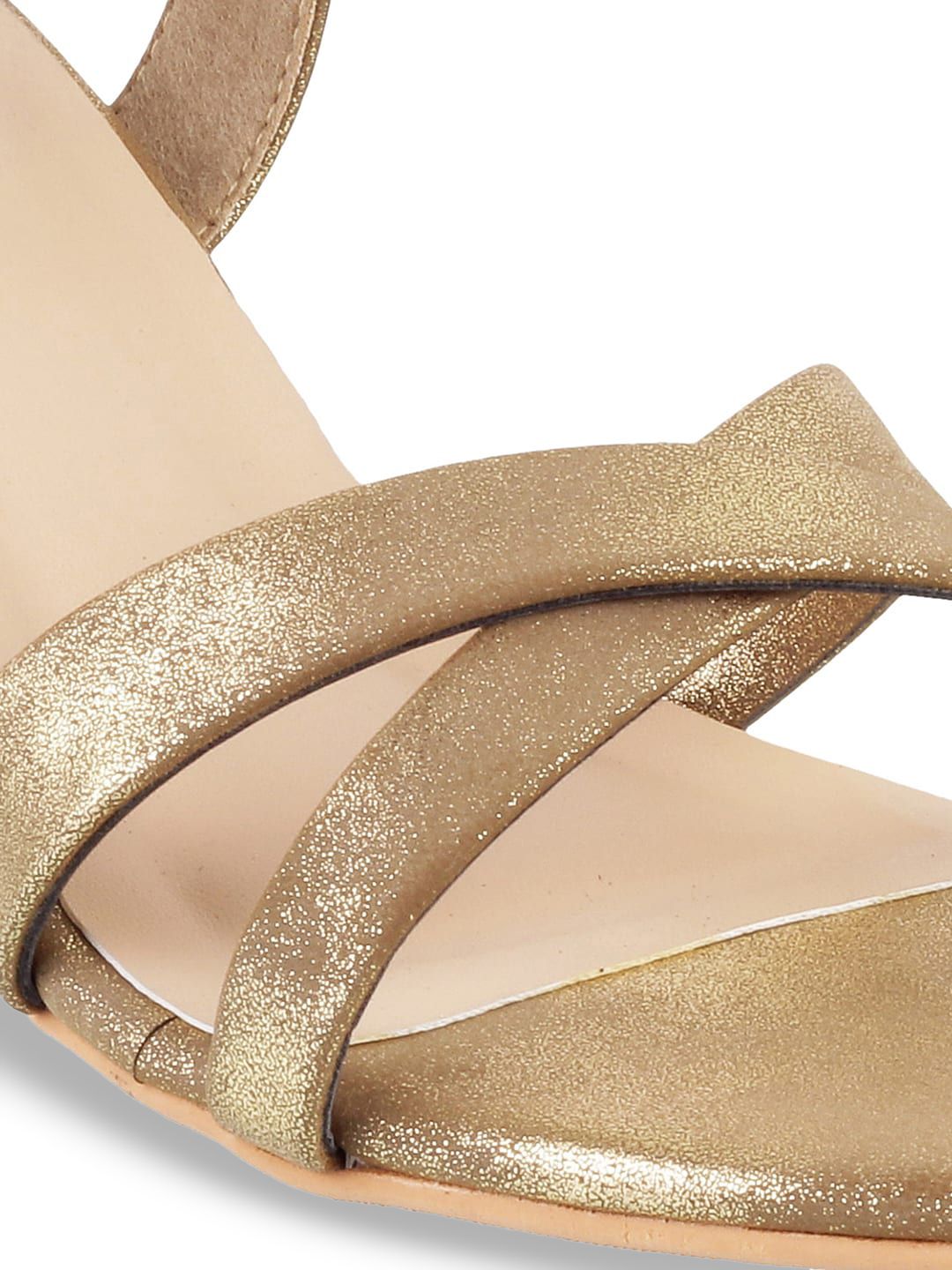 Mochi Women Gold-Toned Solid Heels