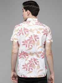 THE BEAR HOUSE Men White Slim Fit Floral Print Pure Cotton Casual Shirt