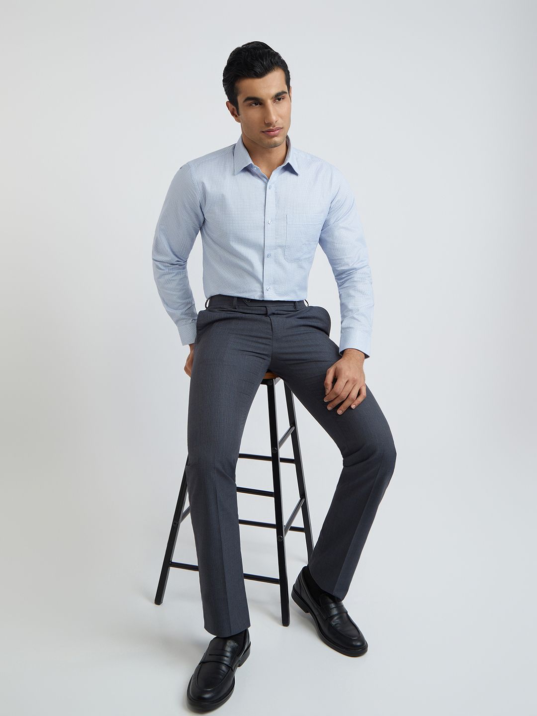 Raymond Pure Cotton Self Design Textured Slim Fit Formal Shirt