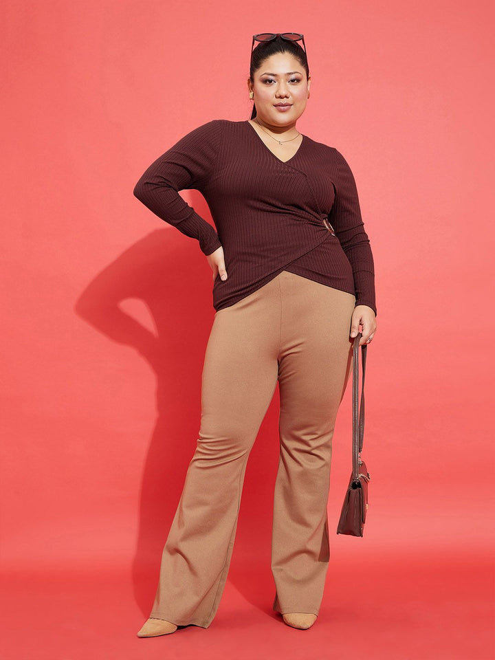 SASSAFRAS Curve Plus Size V-Neck Wrap Top