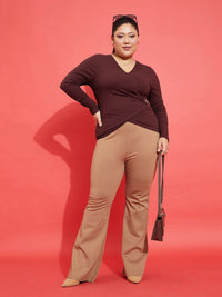 SASSAFRAS Curve Plus Size V-Neck Wrap Top