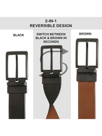 Teakwood Leathers Men Textured Leather Reversible Formal Belt